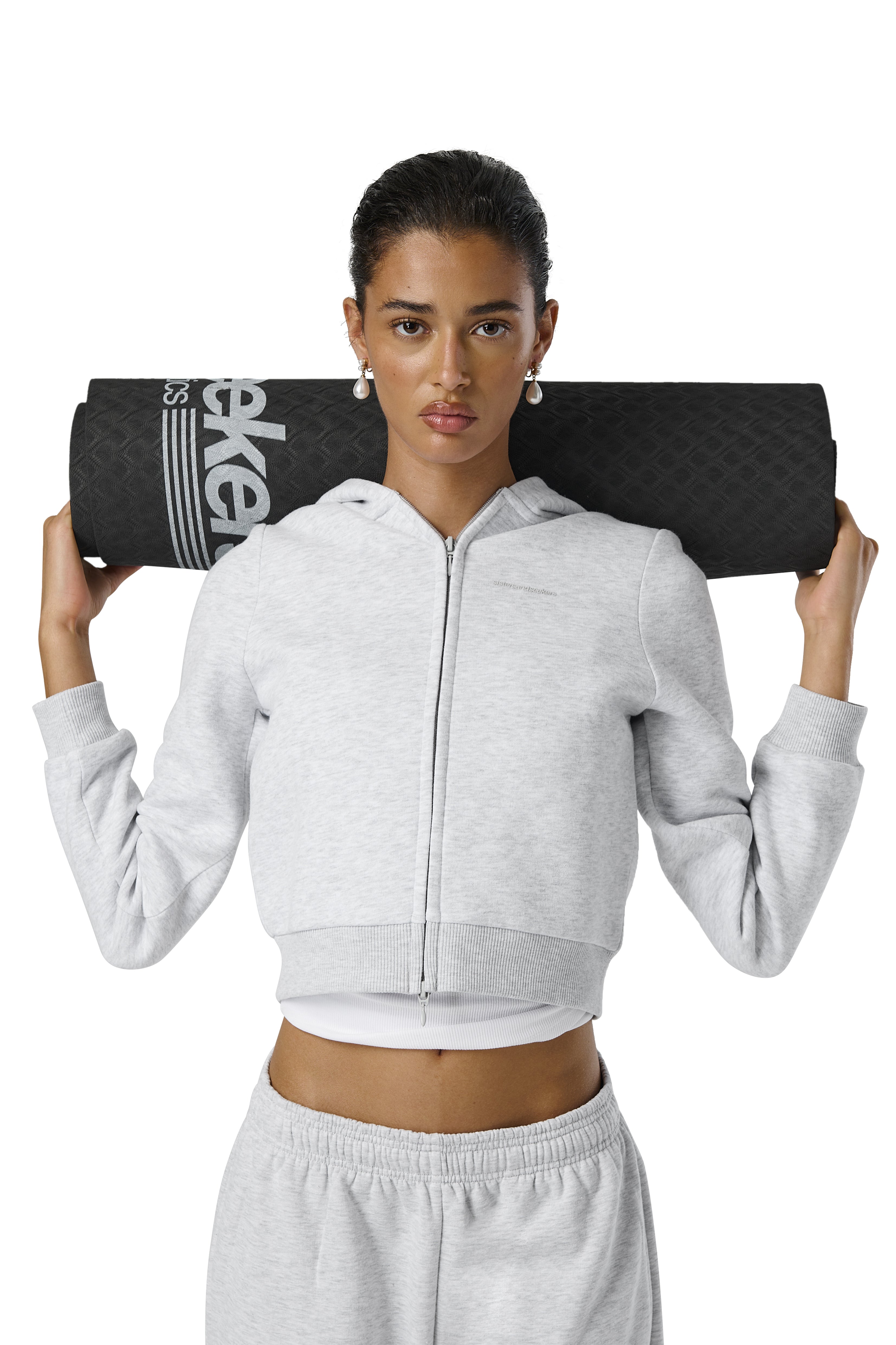 Model Iman is 5'8 and wears size S.